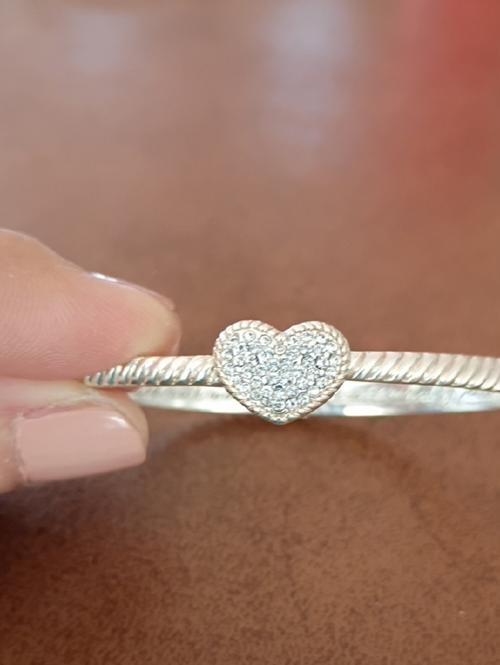 Brighton Celestia Heart Hinged Silver Bangle - Picture 4 of 7
